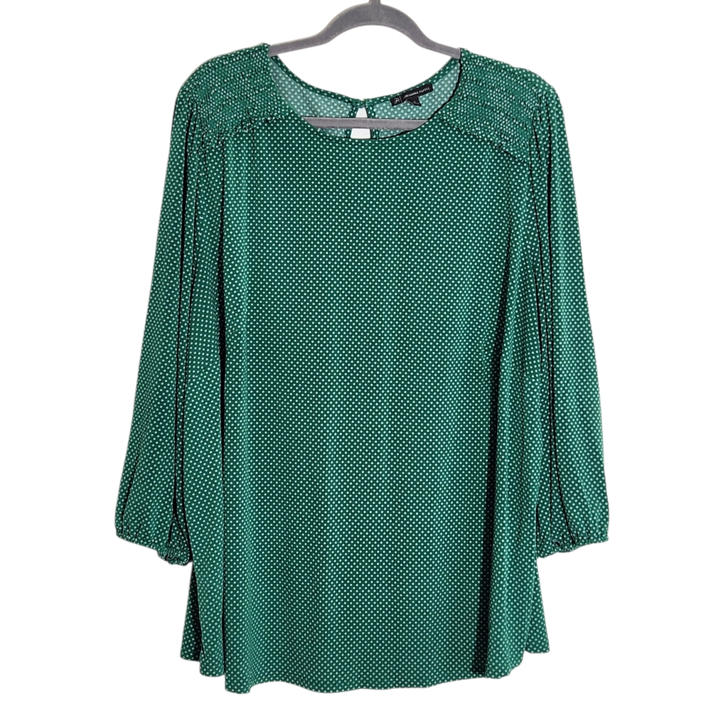 Adrianna Papell Green Polka Dot Blouse Size 3X